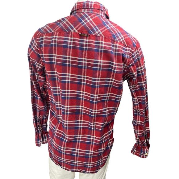 Indian Terrain Chiseled Men's Red Plaid Long Sleeve Button Up Shirt Top Size L - Picture 2 of 3